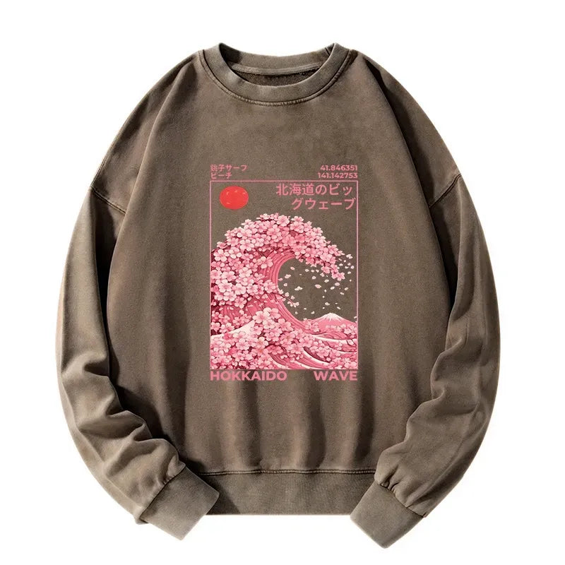 Kyoto-Lion Sakura Wave Washed Sweatshirt