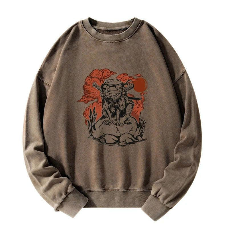 Kyoto-Lion Ninja Frog Japanese Washed Sweatshirt