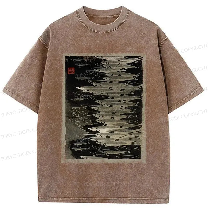 Washed Unisex T-Shirt with Japanese Art