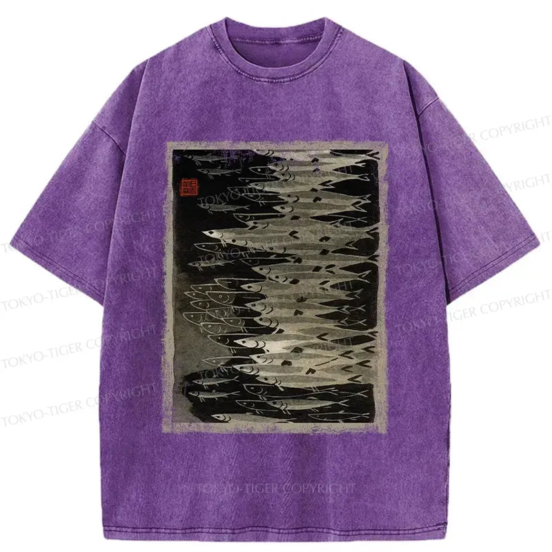 Retro School of Fish T-Shirt for Daily Wear