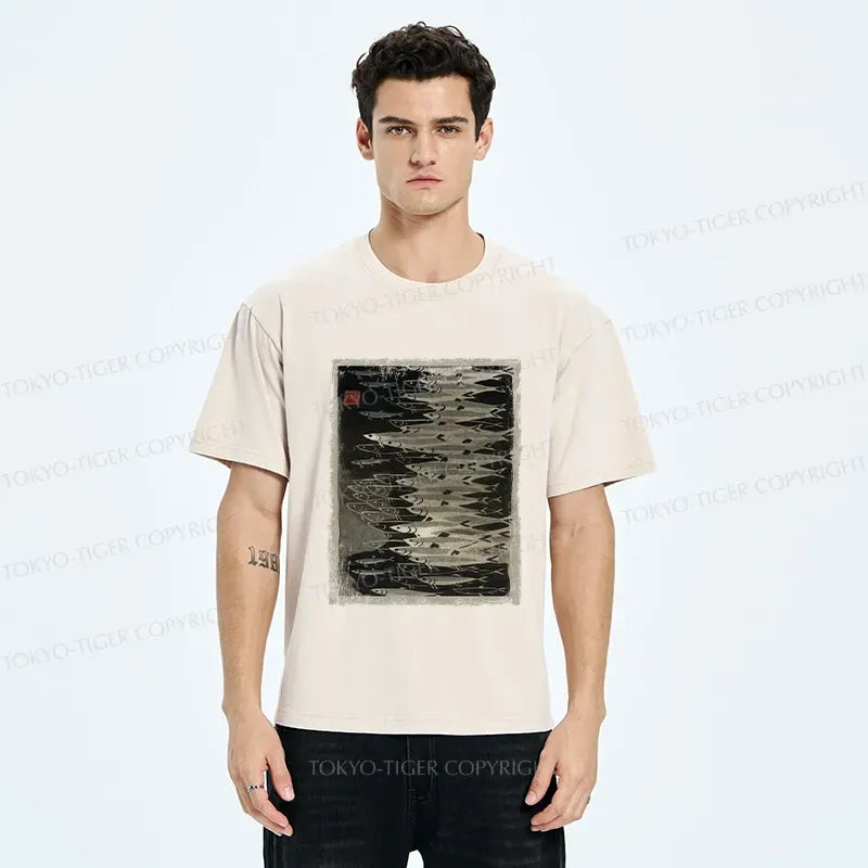 Kyoto-Lion Retro School Of Fish Washed T-Shirt