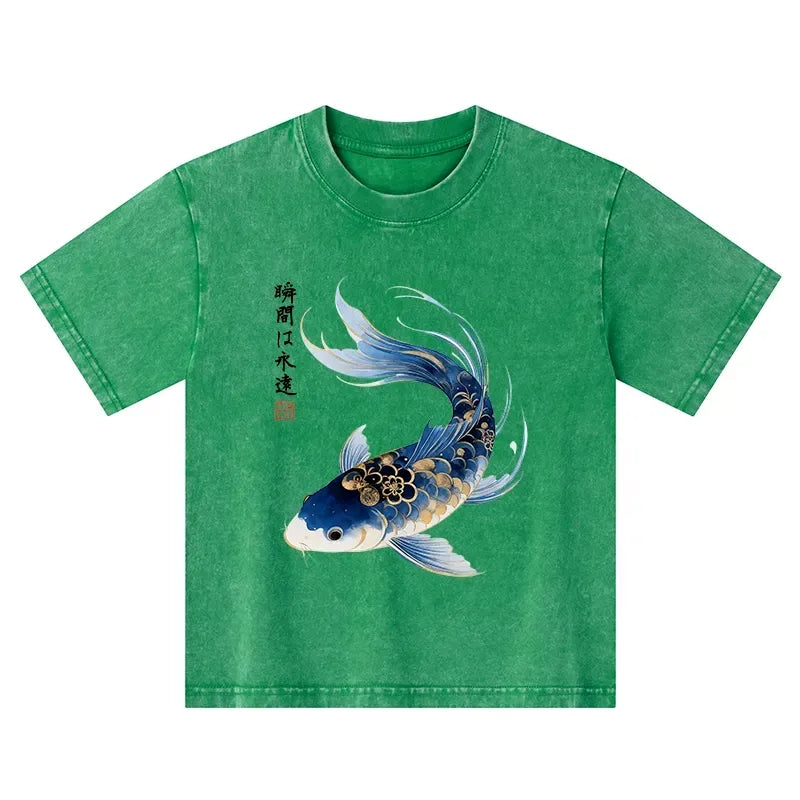 Watercolor Koi Fish Kids Tee for Summer