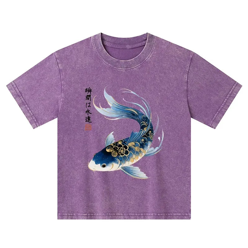 Watercolor Koi Fish Kids Tee for Summer