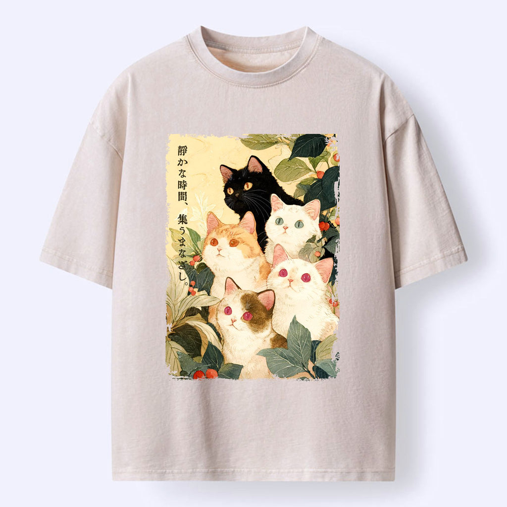 Kyoto-Lion Cats Under The Leave Washed T-Shirt