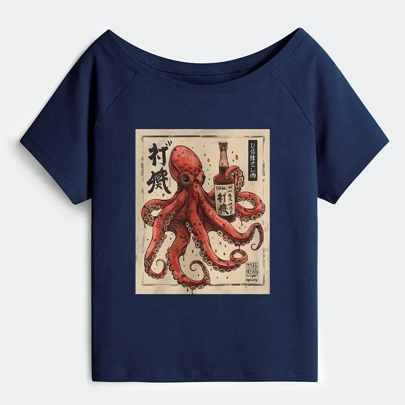 Kyoto-Lion Osaka Sak¨¦ Octopus Off Shoulder T-Shirt