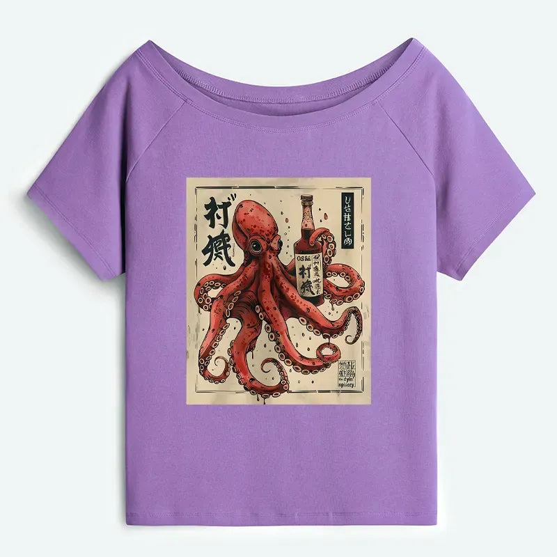 Japanese Octopus Off Shoulder T-Shirt