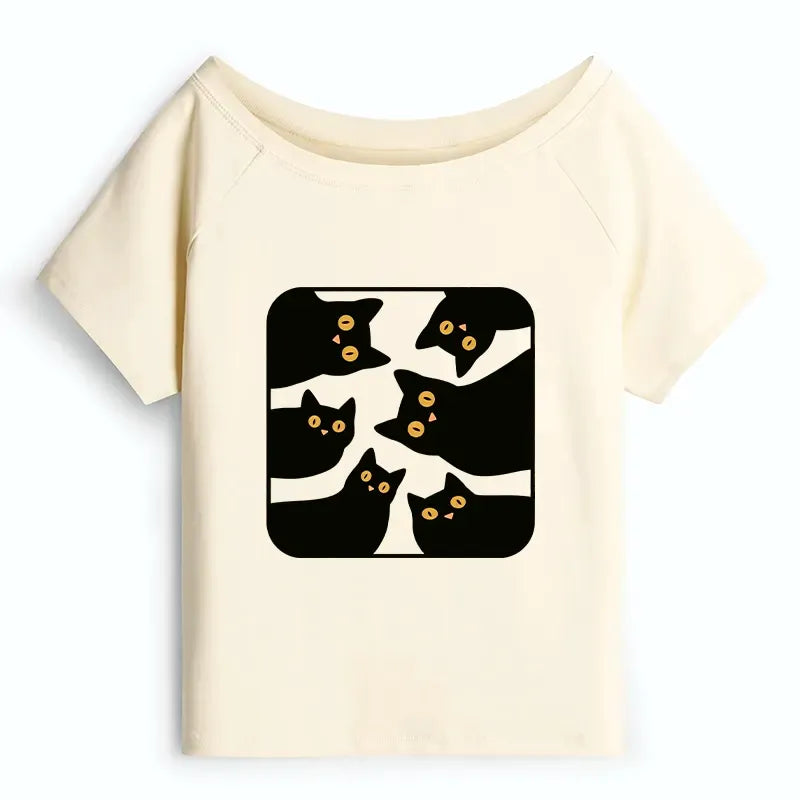 Kyoto-Lion Cats Are Watching You Off Shoulder T-Shirt