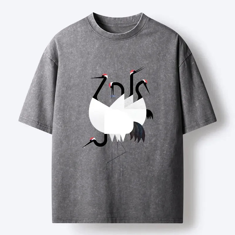 Japanese Crane Graphic T-Shirt for Streetwear
