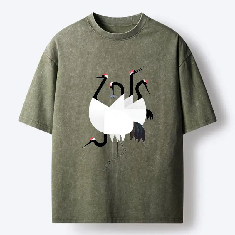 Japanese Crane Graphic T-Shirt for Streetwear