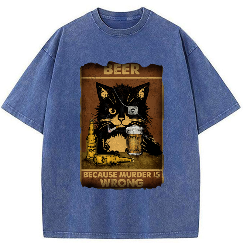 japanese vintage washed cat t-shirt