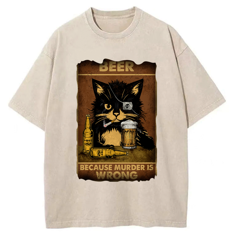 japanese vintage washed cat t-shirt