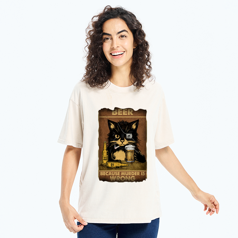 japanese vintage washed cat t-shirt