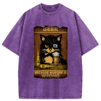 black cat drinking beer t-shirt