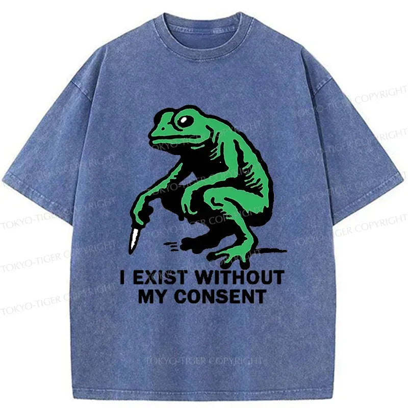 Japanese Frog Washed T-Shirt Free Shipping
