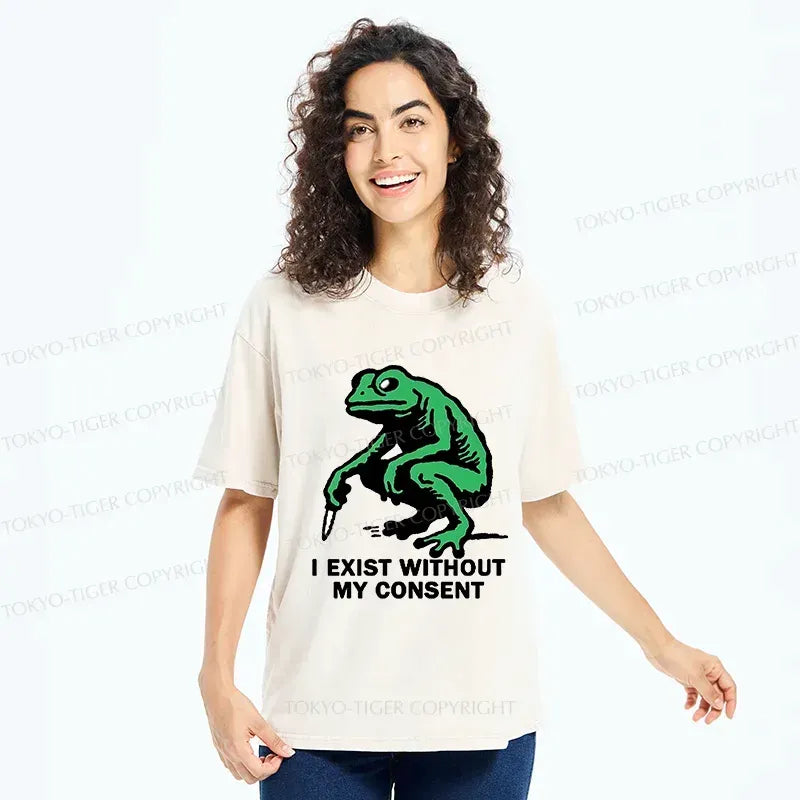 Japanese Frog Washed T-Shirt Free Shipping