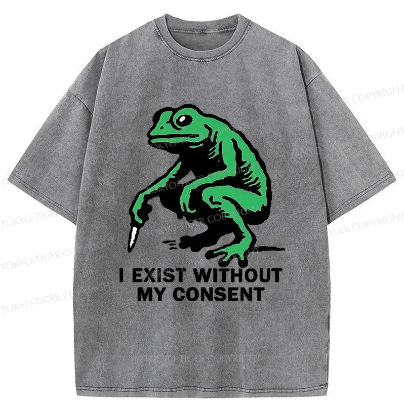 Japanese Frog Washed T-Shirt Free Shipping