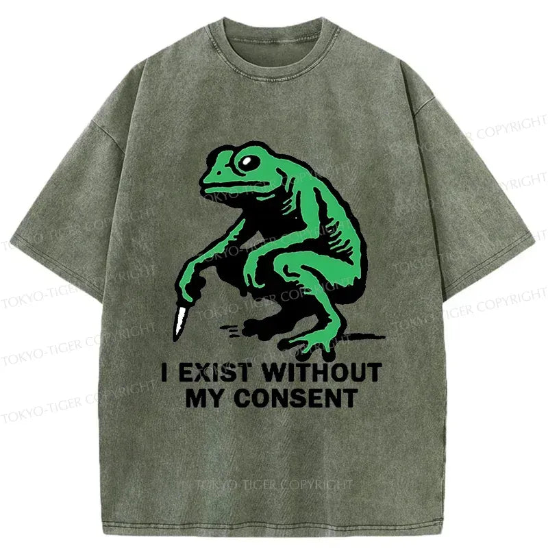 Japanese Frog Washed T-Shirt Free Shipping