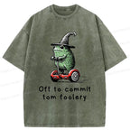 Kyoto-Lion Frog Riding A Balance Scooter Washed T-Shirt