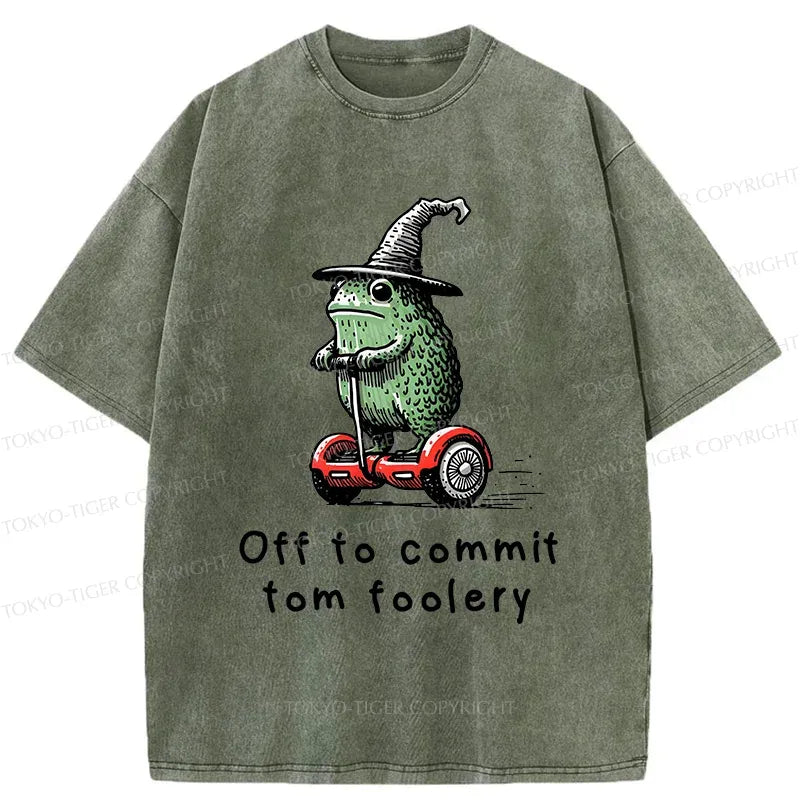 Kyoto-Lion Frog Riding A Balance Scooter Washed T-Shirt