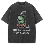 Kyoto-Lion Frog Riding A Balance Scooter Washed T-Shirt