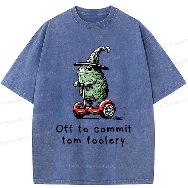 Kyoto-Lion Frog Riding A Balance Scooter Washed T-Shirt