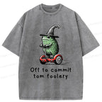 Kyoto-Lion Frog Riding A Balance Scooter Washed T-Shirt