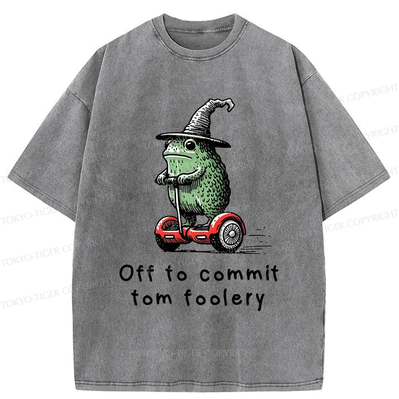 Kyoto-Lion Frog Riding A Balance Scooter Washed T-Shirt