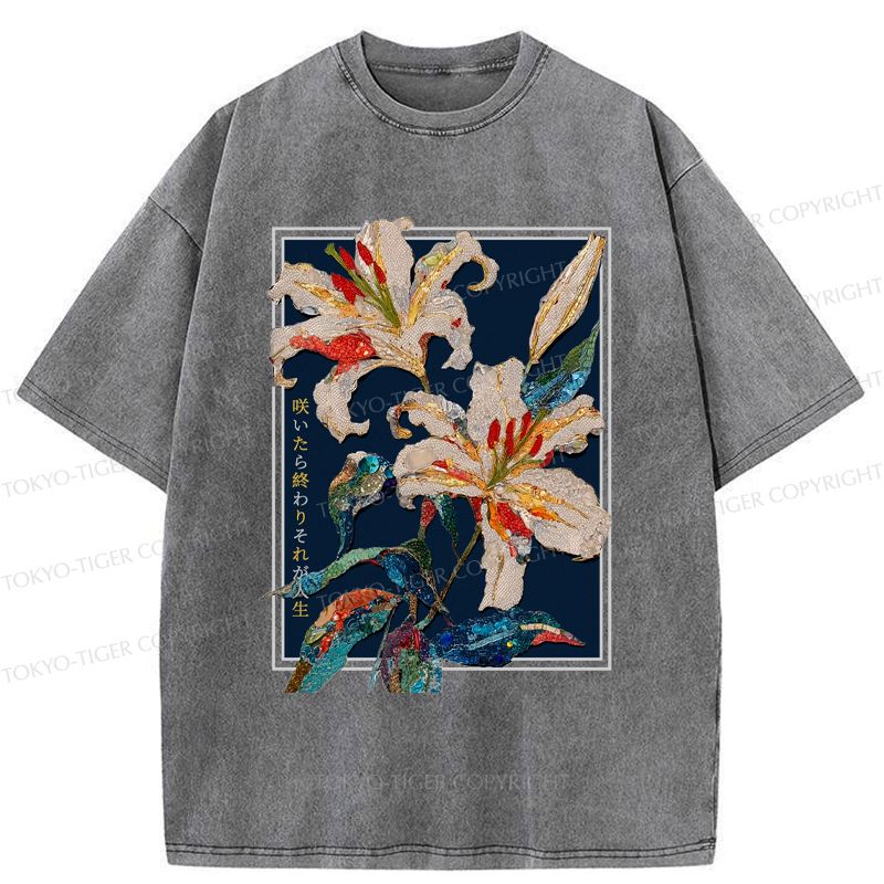 japanese culture washed t-shirt for daily wear