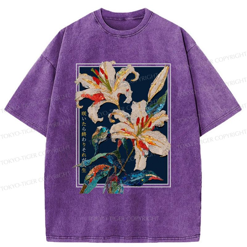 japanese culture washed t-shirt for daily wear