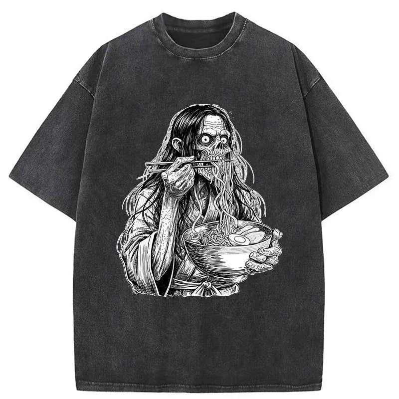 Japanese Vintage Washed T-Shirt for Daily Wear