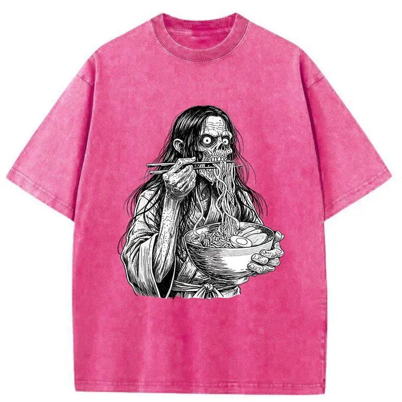 Kyoto-Lion Ghost Eats Ramen Washed T-Shirt