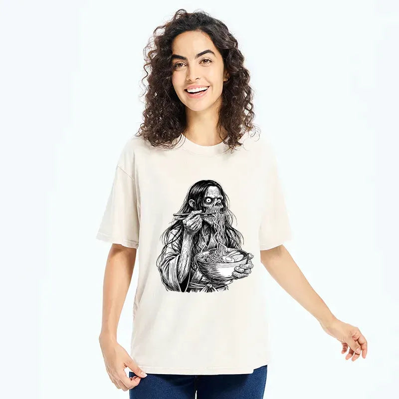 Kyoto-Lion Ghost Eats Ramen Washed T-Shirt