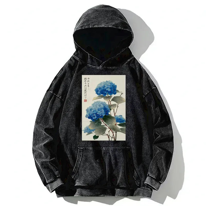 Kyoto-Lion Ukiyoe Hydrangeas: A Reflection of the Soul Washed Hoodie