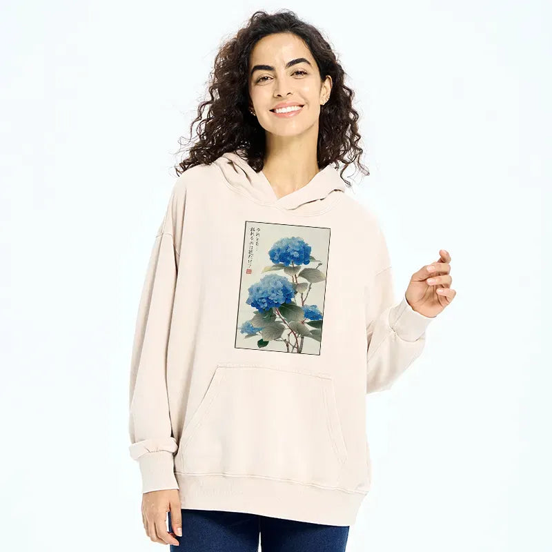 Kyoto-Lion Ukiyoe Hydrangeas: A Reflection of the Soul Washed Hoodie