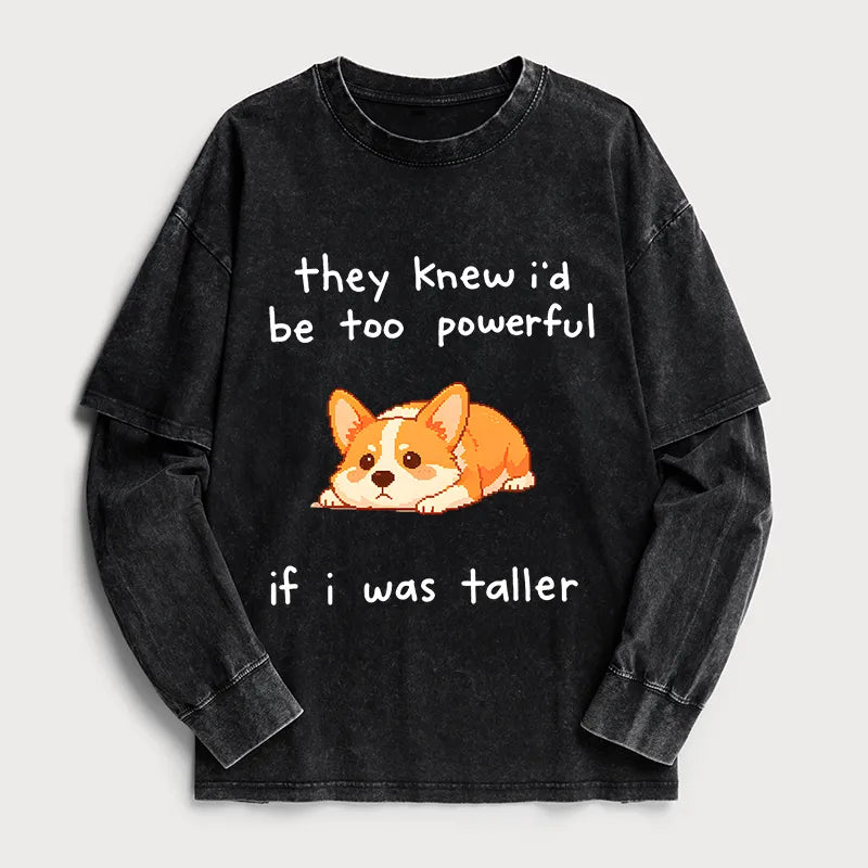 Kyoto-Lion Funny Short Dog Joke Washed Double Layer T-Shirt