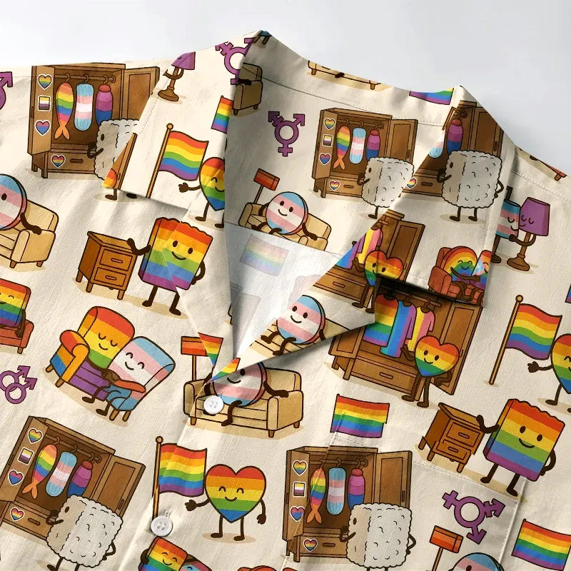 Rainbow Sushi Hawaiian Shirt for Beach Party