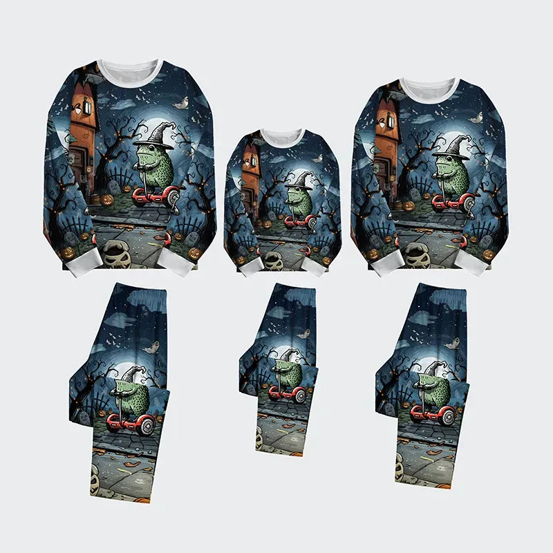 Kyoto-Lion Frog Riding A Balance Scooter Family Pajama Sets