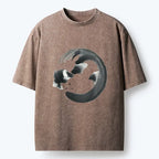 Japanese Zen Cat Washed T-Shirt