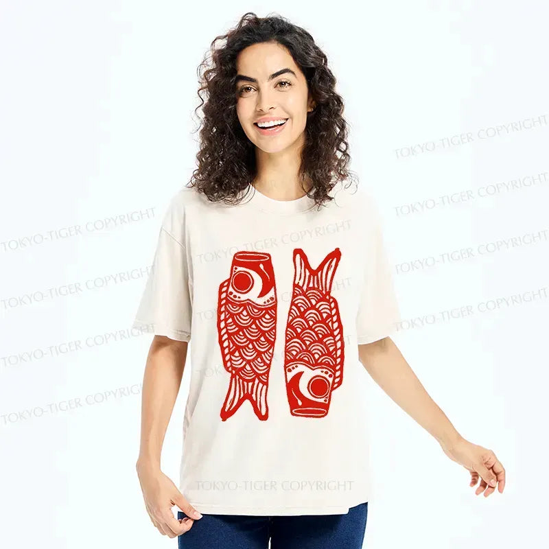 Kyoto-Lion Retro Carp Shirt Gift for Him
