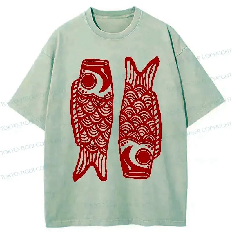 Kyoto-Lion Retro Carp Shirt Gift for Him