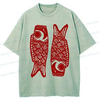 Kyoto-Lion Retro Carp Shirt Gift for Him
