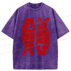 Kyoto-Lion Retro Carp Streamer Washed T-Shirt