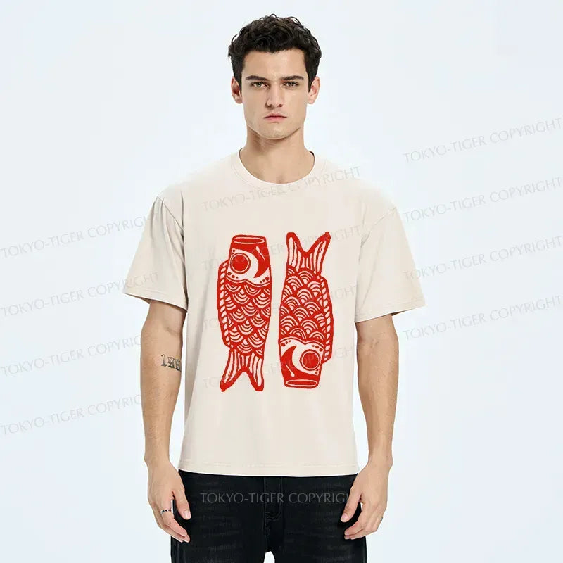 Kyoto-Lion Retro Carp Shirt Gift for Him