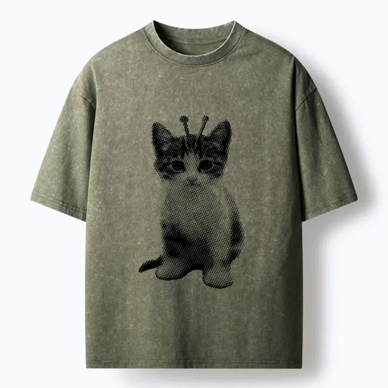 Tokyo?Tiger Silly Cat Alien Washed T-Shirt