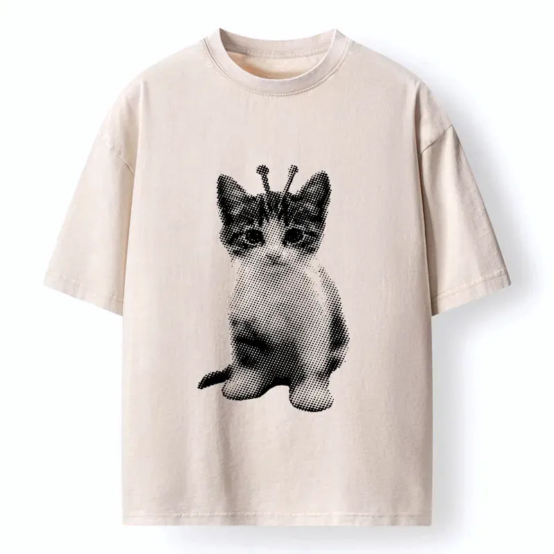 Tokyo?Tiger Silly Cat Alien Washed T-Shirt