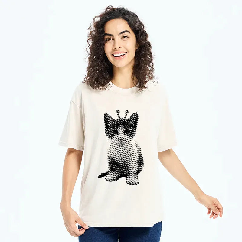 Tokyo?Tiger Silly Cat Alien Washed T-Shirt