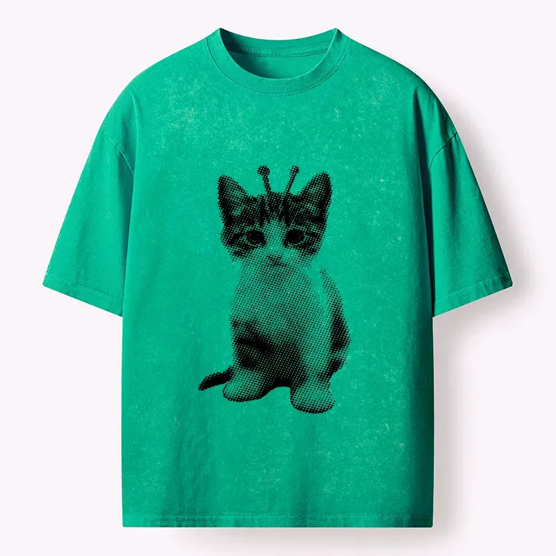 Tokyo?Tiger Silly Cat Alien Washed T-Shirt
