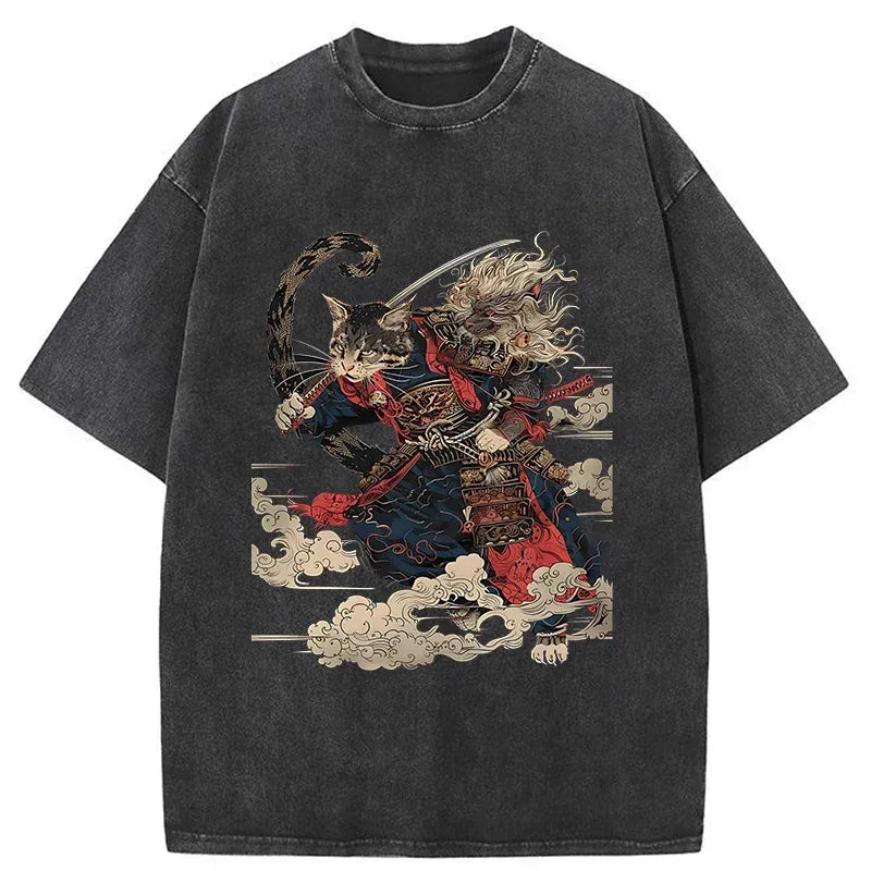 Unisex Samurai Cat T-Shirt On Sale