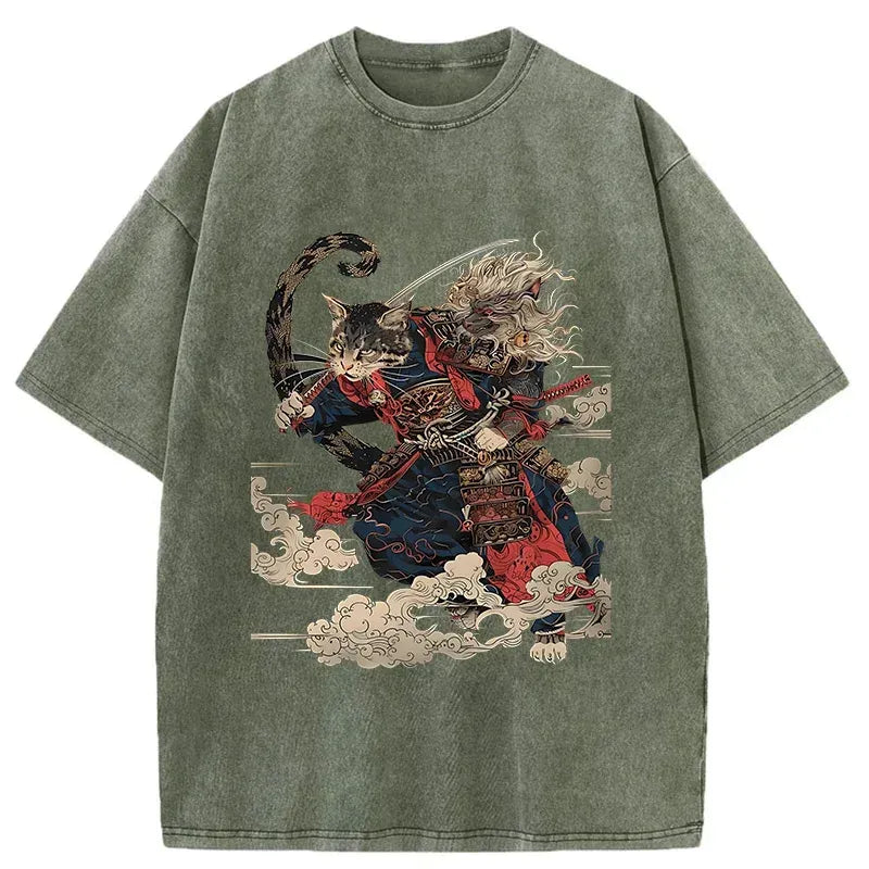 Japanese Vintage Samurai Cat Tee