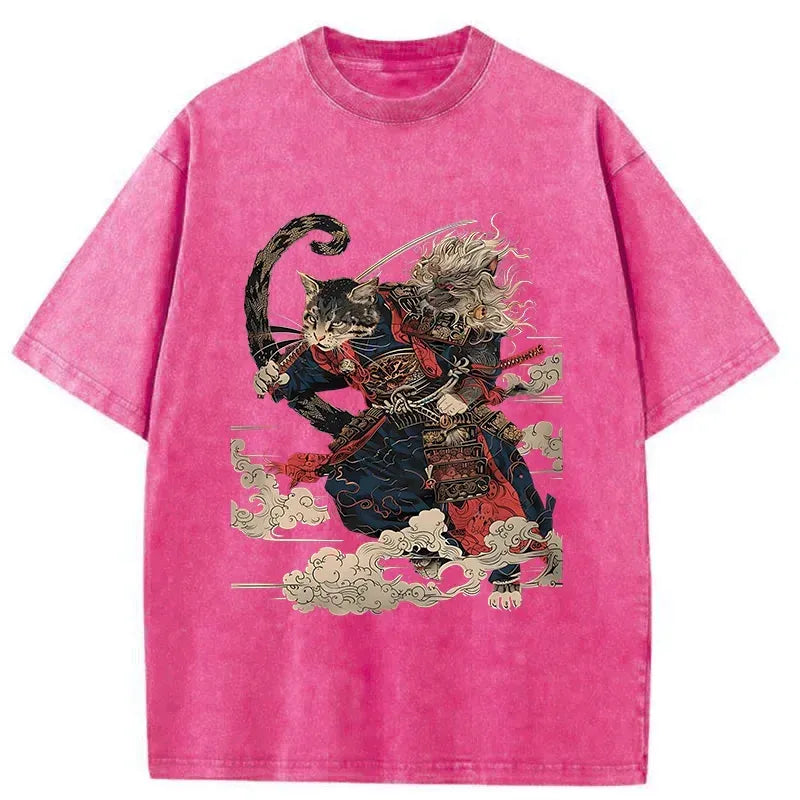 Unisex Samurai Cat T-Shirt On Sale